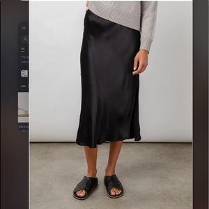 Rails black satin midi skirt. Like new. Size small.